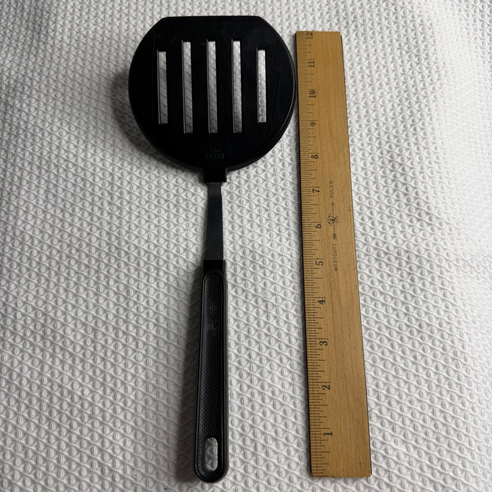 Ekco USA Vintage Wide Slotted Spatula Black Nylon Stainless Steel Turner Flipper